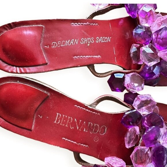 Vintage Bernardo for Delman Flat Sandals with Lucite Ornaments, Size 7 - Picture 6 of 11